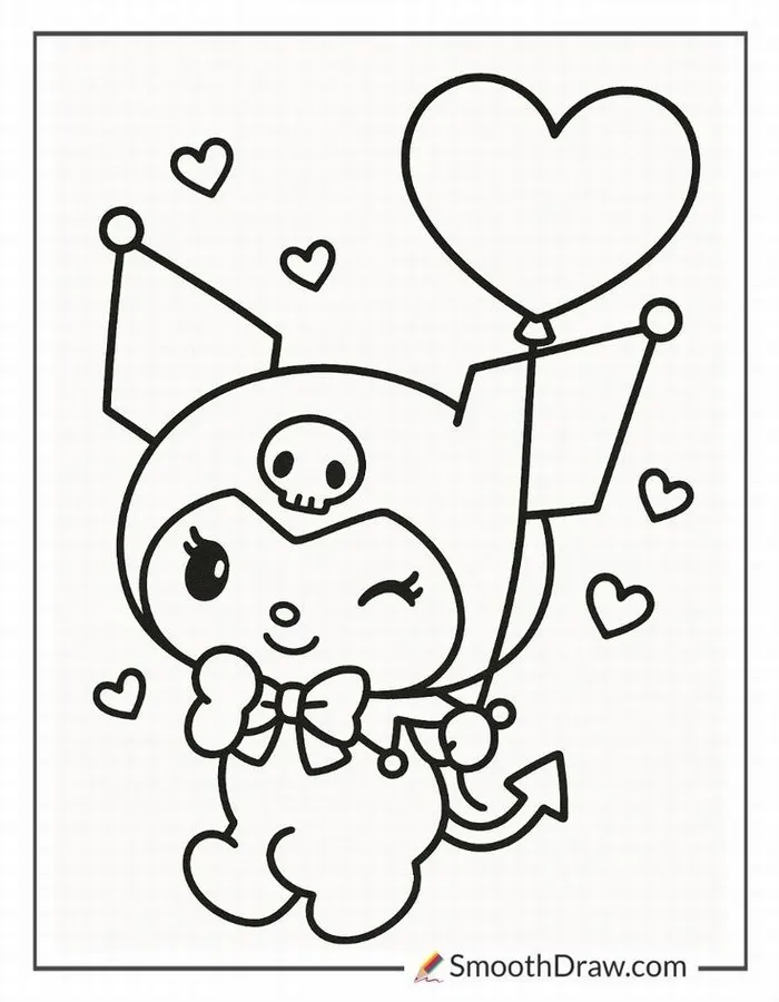 Bức tranh tô Kuromi giúp bé rèn nét bút và cảm xúc sáng tạo.