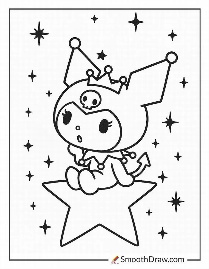 Hình tập tô Kuromi mặc váy công chúa cực kỳ đáng yêu.