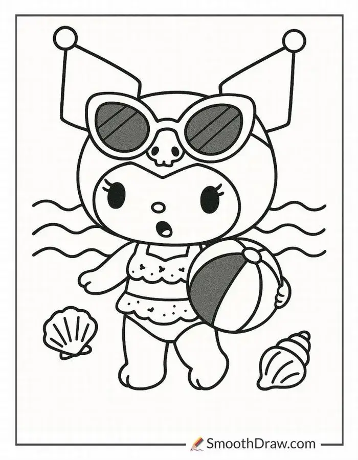 Trang tập tô Kuromi Sanrio giúp bé rèn kỹ năng tô viền chính xác.