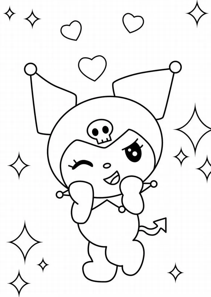 Hình tô Kuromi cho trẻ em mê Sanrio với nét tinh nghịch và dịu dàng đan xen