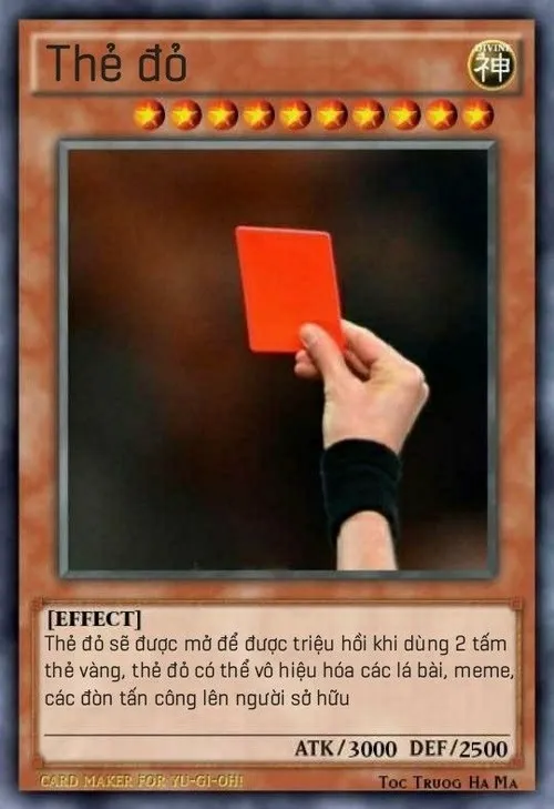 Meme chế thẻ bài trọng tài phạt thẻ đỏ