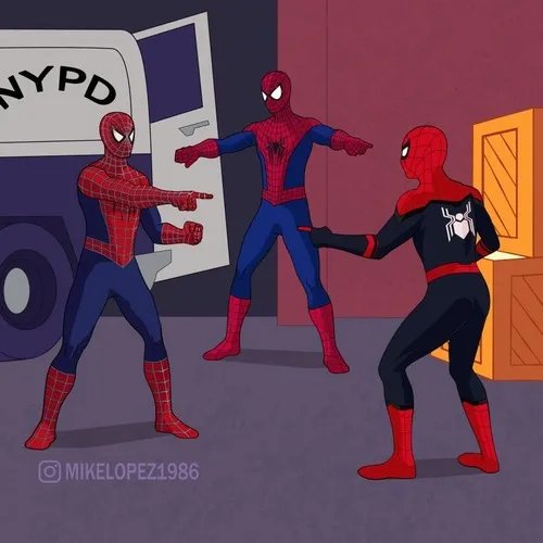 11 Meme ba người nhện chỉ nhau huyền thoại.