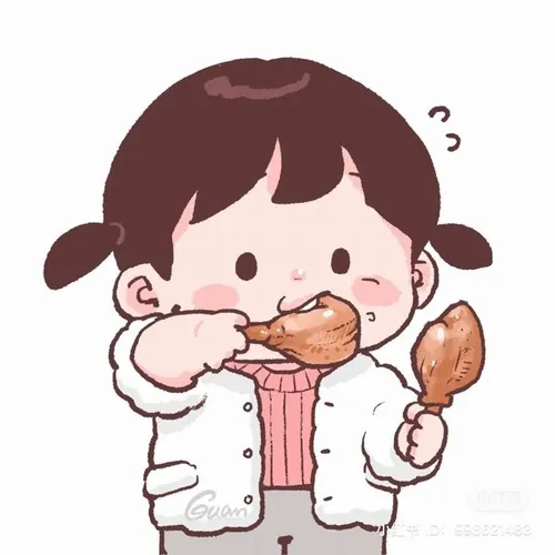 Meme chibi đang gặm đùi gà