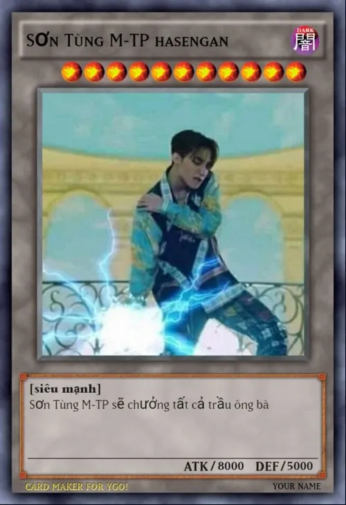 Ảnh vui lá bài Sơn Tùng Chidori khiến dân like