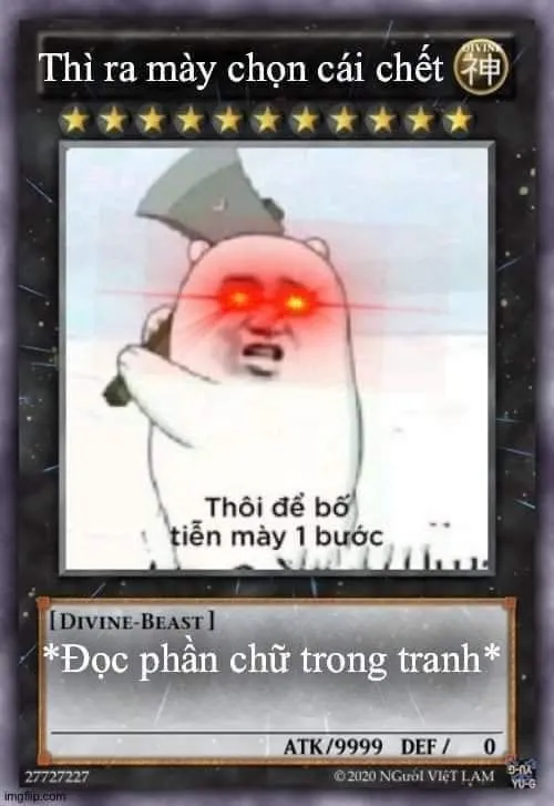 Meme chế thẻ bài thì ra mày chọn cái chết
