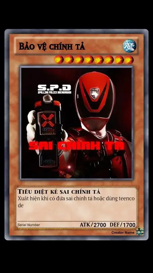 Ảnh vui lá bài siêu nhân chính tả