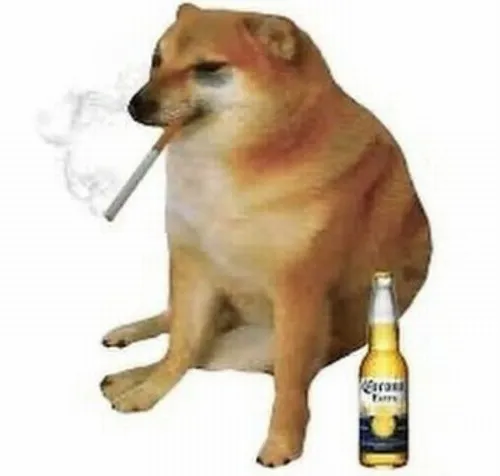 Hình chế chó gặm điếu thuốc dáng ngồi troll