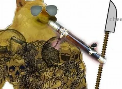 Meme chế chó Shiba hút thuốc lào trông bất lực thật