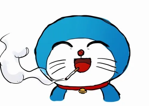 Hình chế mèo Doremon hút thuốc dáng chill bá đạo