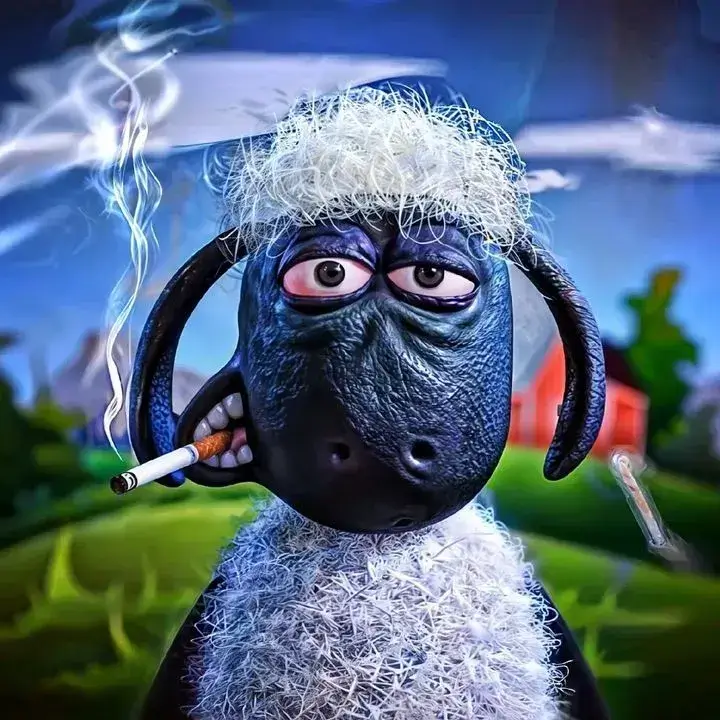 Ảnh vui cừu đen đốt điếu thuốc dáng triết lý