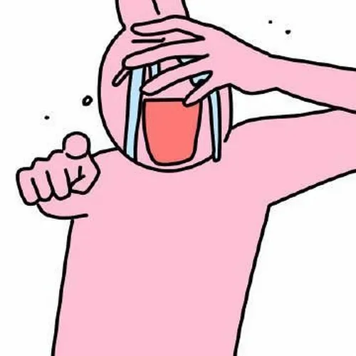 Ảnh chế thỏ hồng khóc chảy nước mắt