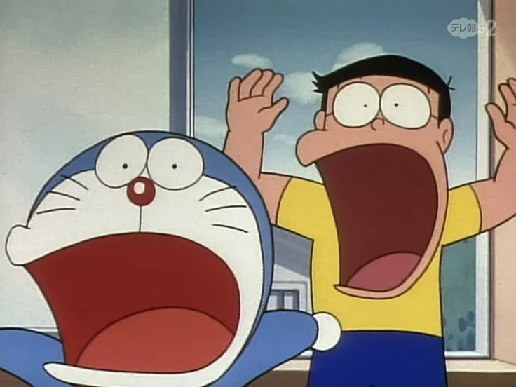 Meme Doraemon mặt sốc ngơ ngác liền