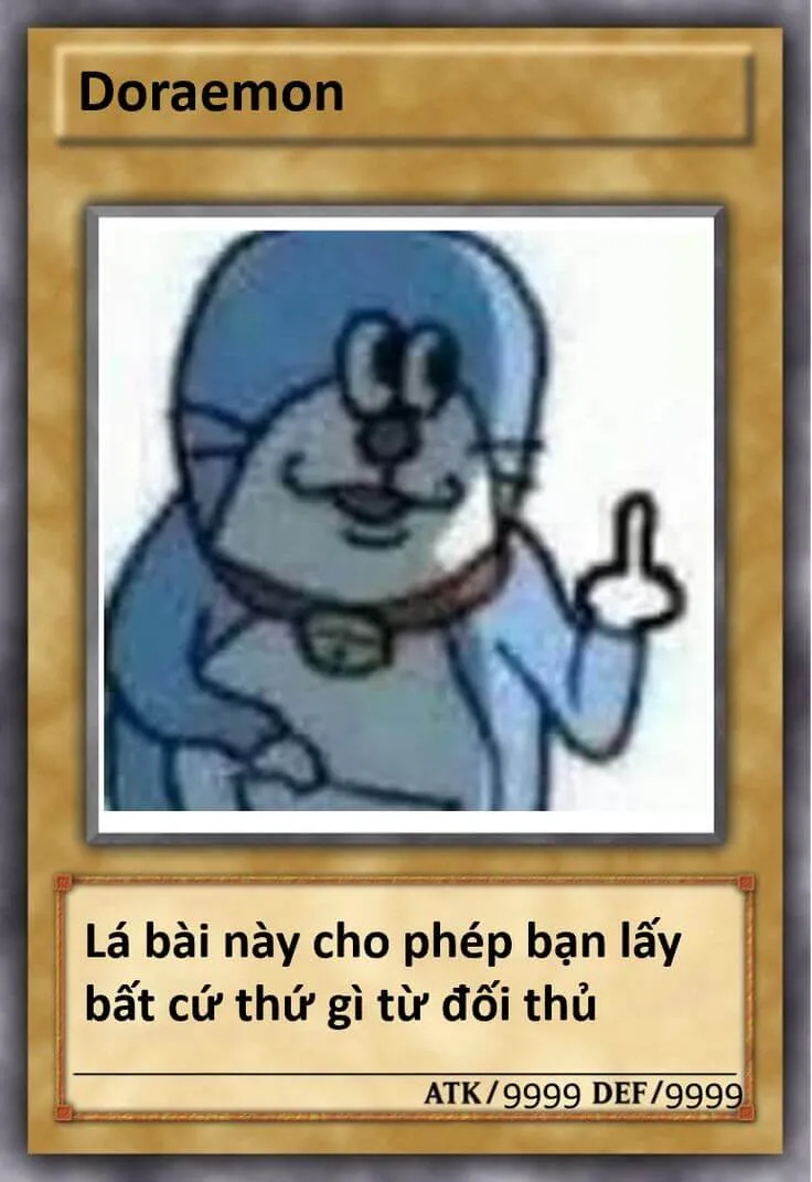 Lá bài Doremon giơ tay ngón giữa
