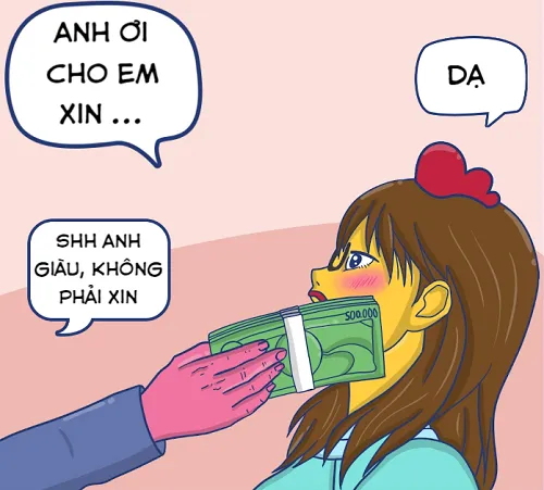 Meme hài tặng tiền người yêu cực hot.