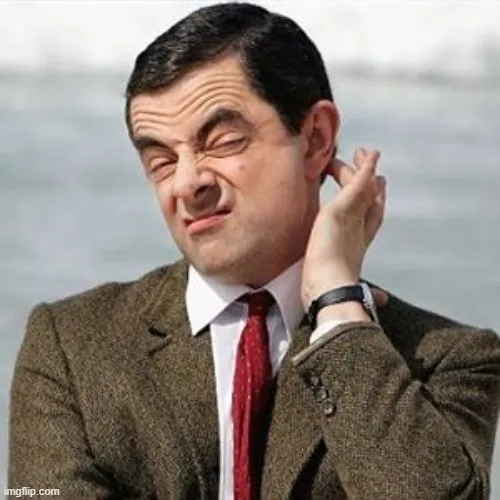 Meme Mr Bean gãi đầu lúng túng dễ thương
