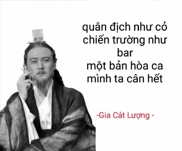Ảnh chế Gia Cát Lượng ngồi thở dài vì thiếu gió