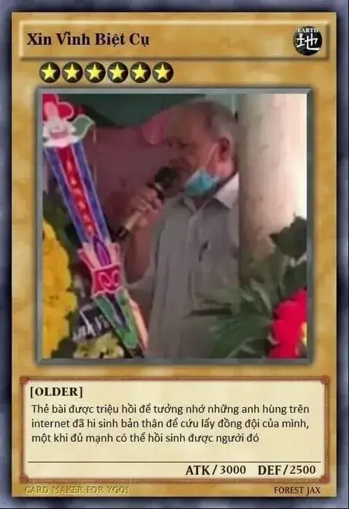 Hình vui thẻ bài Yugioh hài xin vĩnh biệt cụ