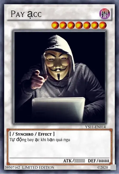 Ảnh troll thẻ bài Yugi pay acc