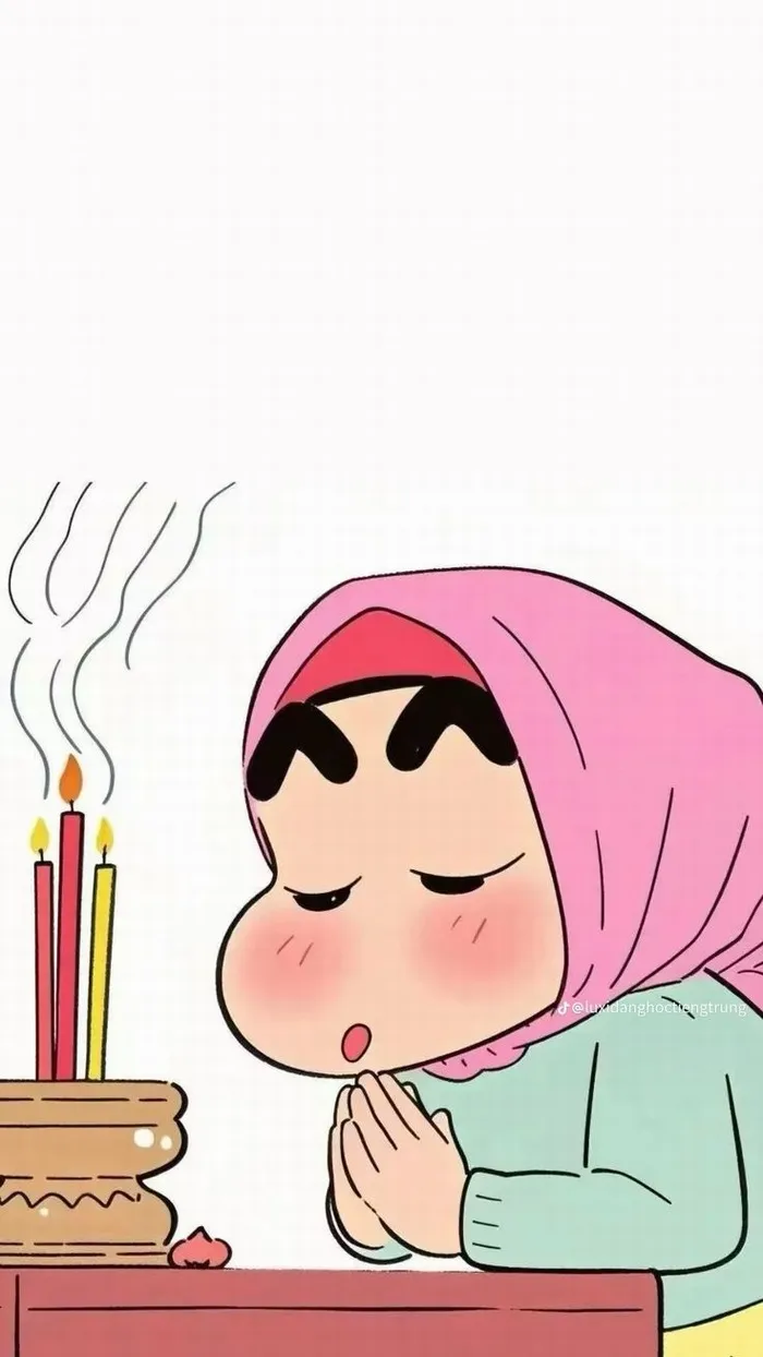 Hình nền anime meme tone hồng tím, nhẹ vibe dễ thương.