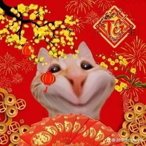 Ảnh meme lì xì kèm lời chúc Xuân dễ thương