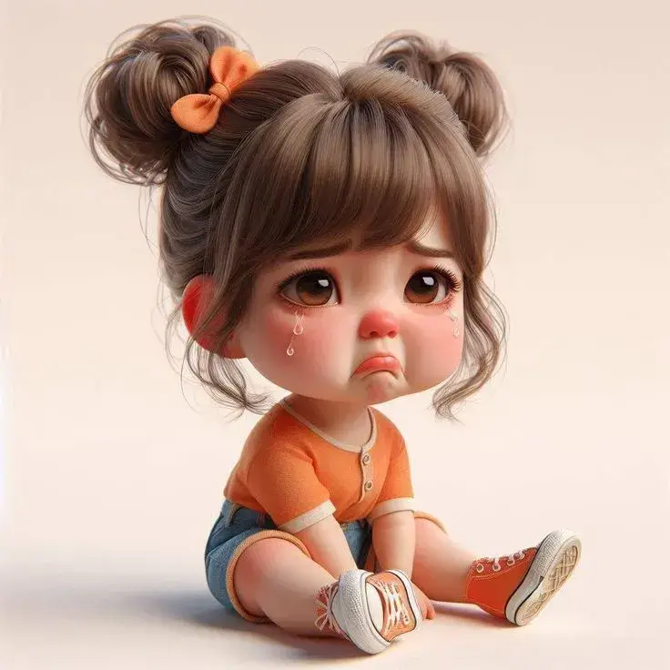 Hình chế em bé chibi mặt xị xuống nhìn cưng cực kỳ