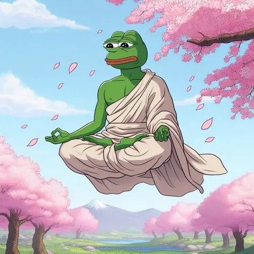 Meme chế ếch xanh kiểu cười xong muốn đi tu.