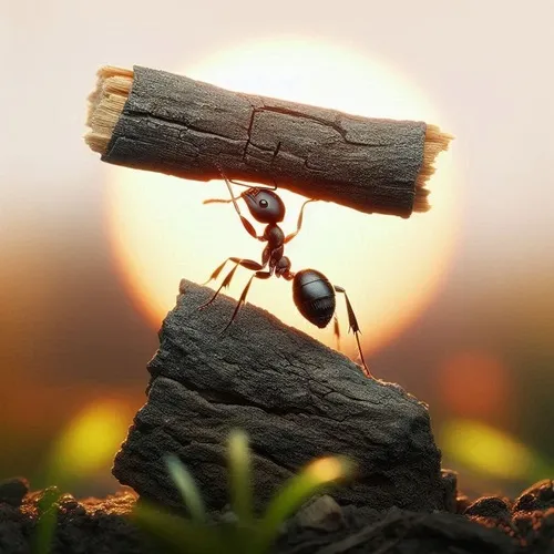 Ảnh chế ý chí con kiến kiên trì tạo năng lượng tích cực.