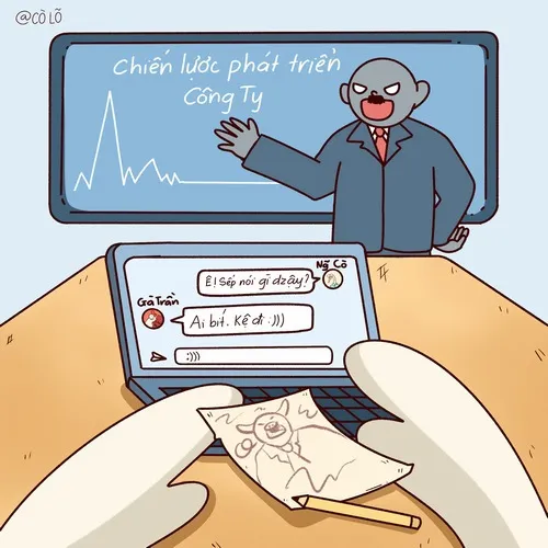 Meme hài dân văn phòng kể chuyện họp Zoom