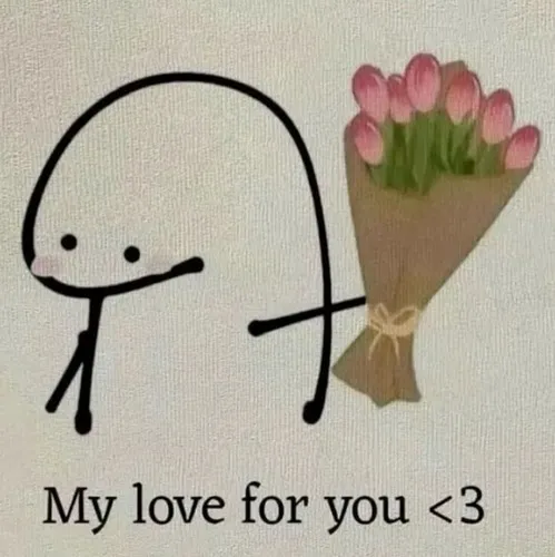 Hình troll đưa hoa biểu cảm ngại ngùng