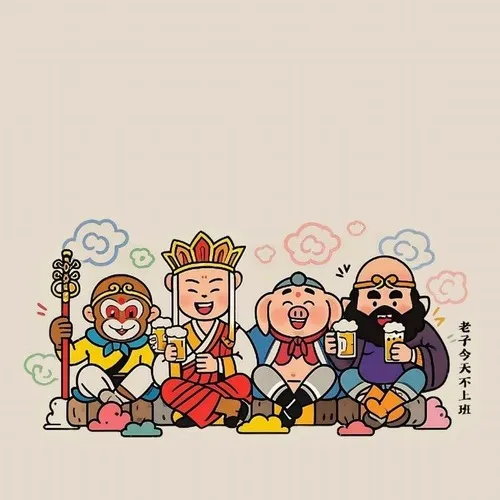 Ảnh hài Đường Tăng mệt mỏi vì trò nghịch của đệ tử