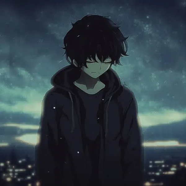 Hình profile hoạt hình trầm buồn tone lam