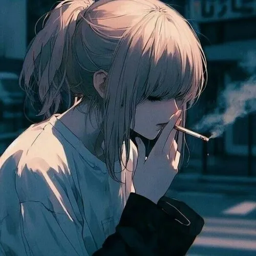 Hình profile anime nữ lặng lẽ cúi đầu