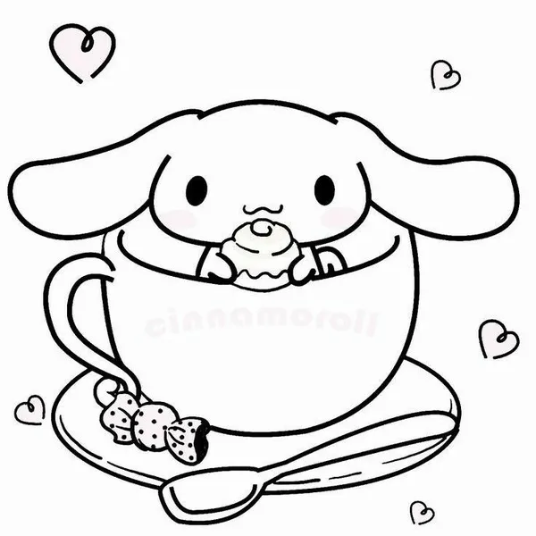 Trang tô màu Cinnamoroll cùng Kuromi bay trên trời