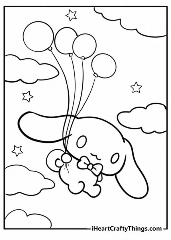 Tranh tô chú chó trắng Cinnamoroll cùng bánh quế