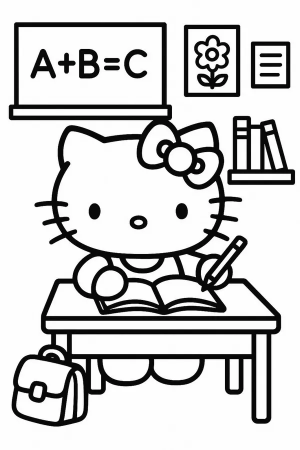 Cách phối màu Hello Kitty chuẩn đẹp cho bé mới tập tô