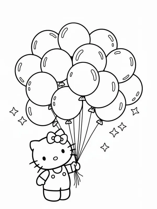 Hình tô màu mèo trắng nơ đỏ dễ thương cho trẻ