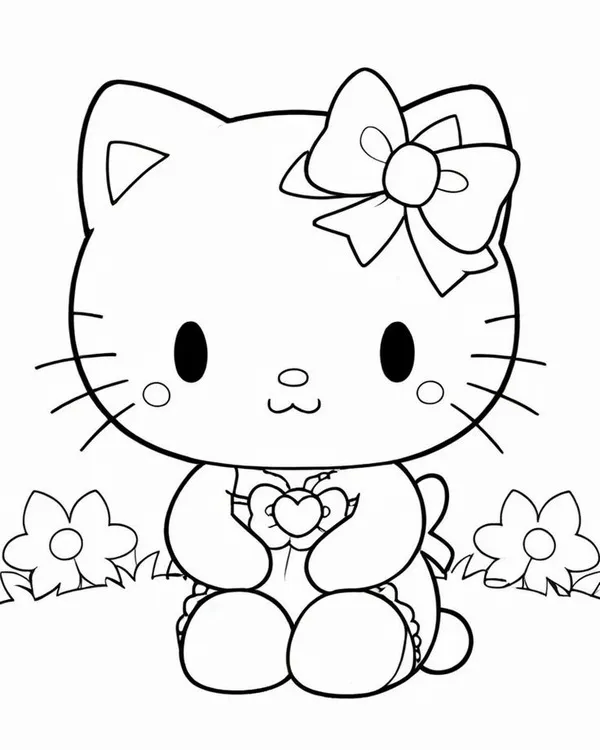 Hoạt động tô màu mèo Kitty làm bánh táo ngon