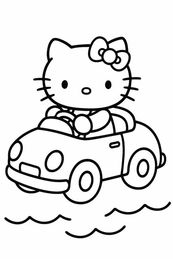 Tờ giấy tô màu Kitty đội mũ len mùa đông