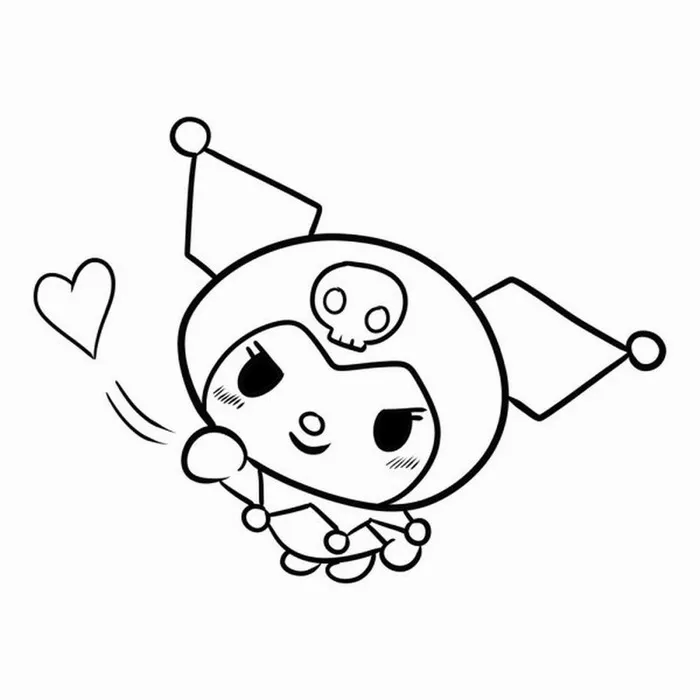 Hoạt động tô màu Kuromi giúp bé cảm nhận không khí Halloween.