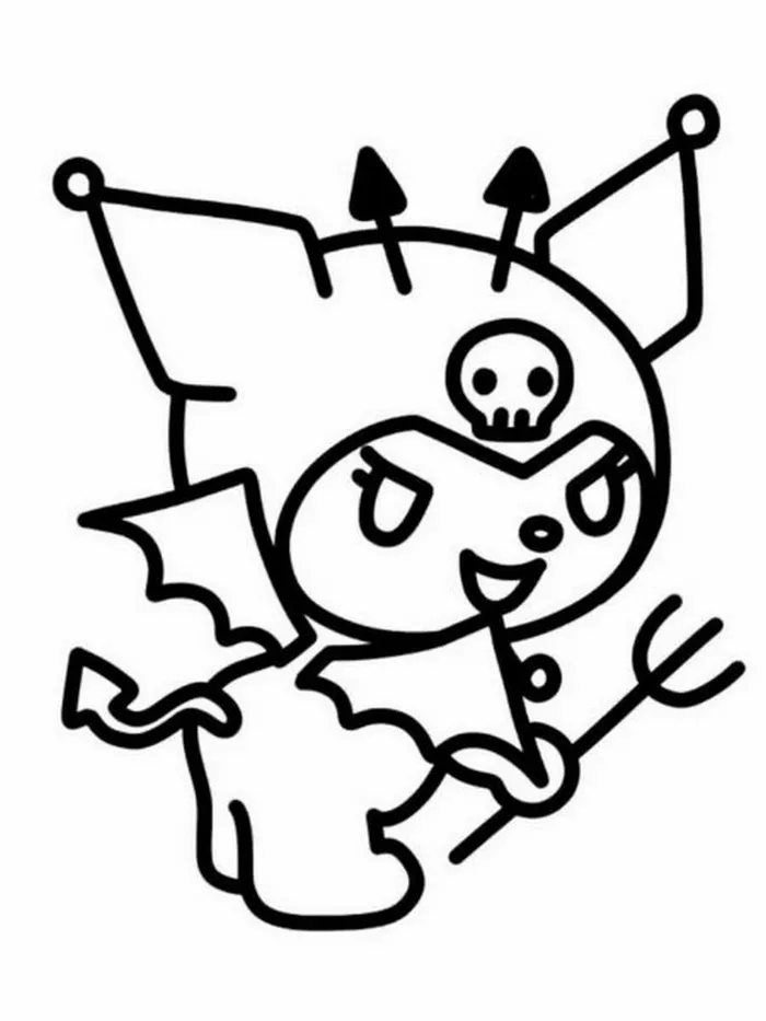 Bức tranh tô Kuromi giúp bé sáng tạo khi phối màu khác biệt.