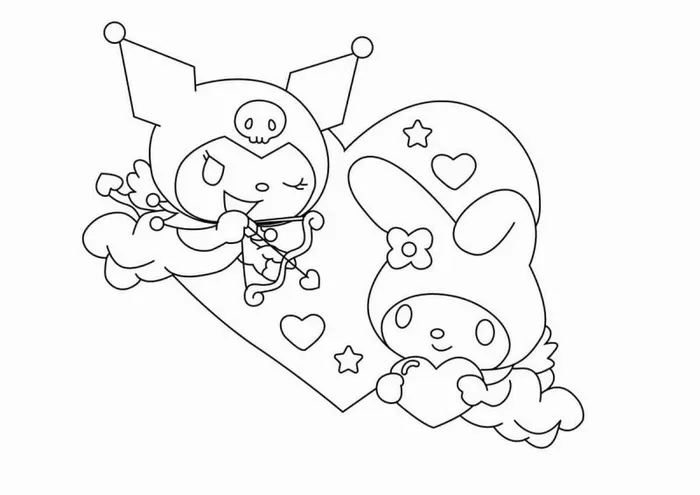 Tranh tô Kuromi Sanrio hóa thân nàng phù thủy nhỏ đáng yêu.