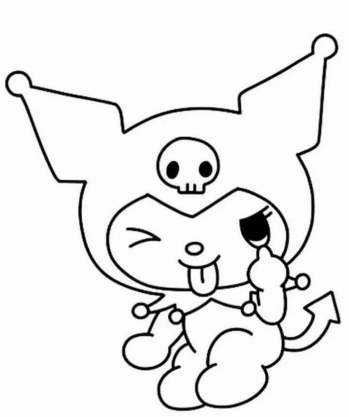 Tờ giấy tô màu Kuromi và My Melody cùng mặc áo choàng ma.