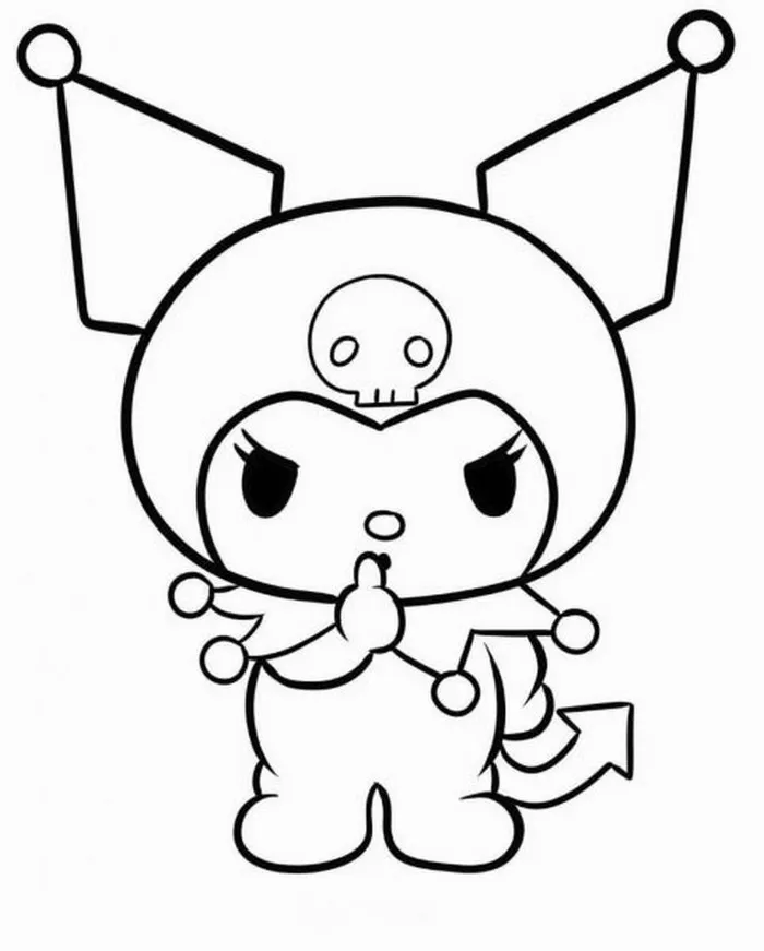 Hình tô màu Kuromi trong chiếc áo choàng đen bay trong gió. Hình tô màu Kuromi trong chiếc áo choàng đen bay trong gió.