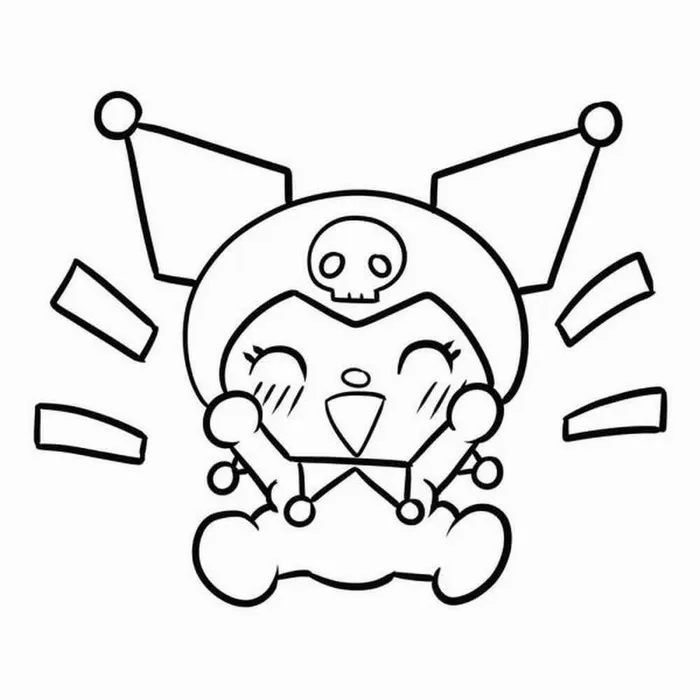 Tranh tô Kuromi Halloween cực kỳ ấn tượng với đầu lâu hồng.