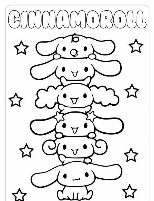 Hình tập tô Cinnamoroll phối đồ màu xanh dịu