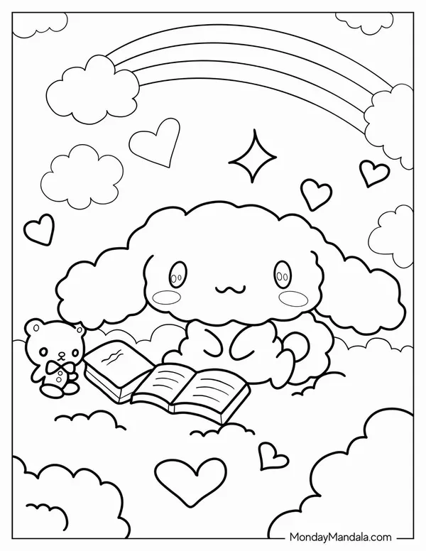 Bức tranh tô Cinnamoroll thay váy dịp Giáng Sinh