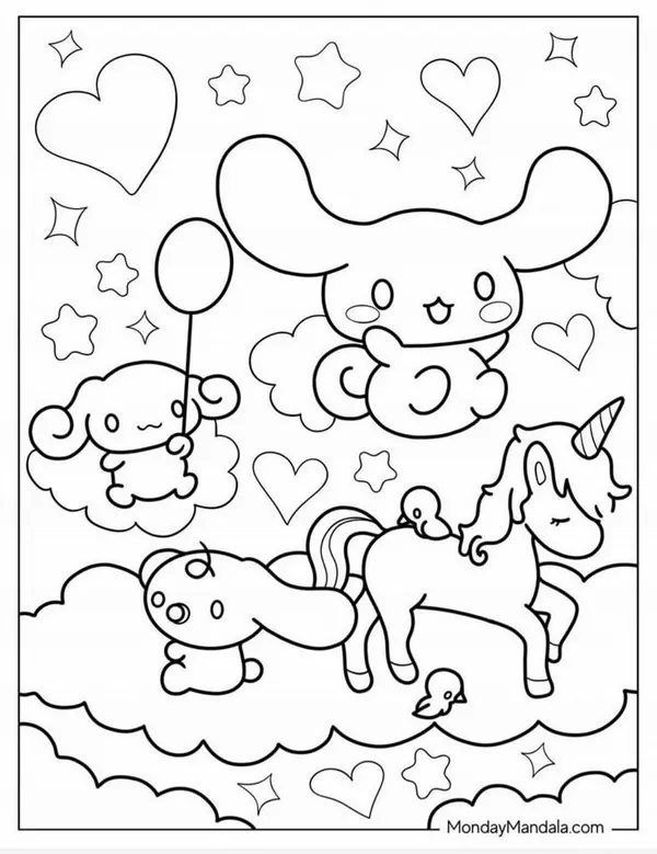 Bộ tranh Cinnamoroll giúp bé học màu pastel dịu nhẹ