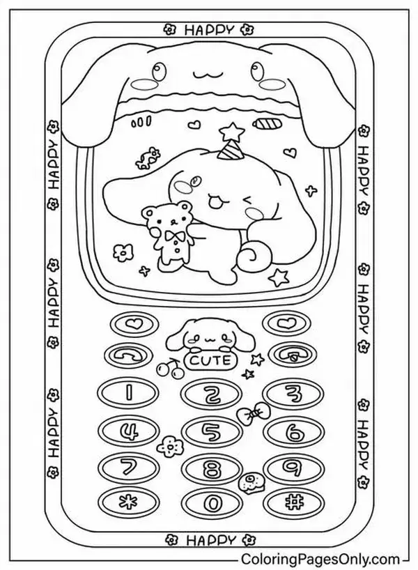 Hình tô màu chú chó Cinnamoroll má hồng đáng yêu