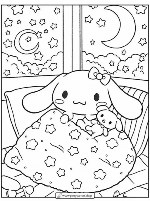 Tô màu vui Cinnamoroll thế giới mây hồng mơ màng cho trẻ