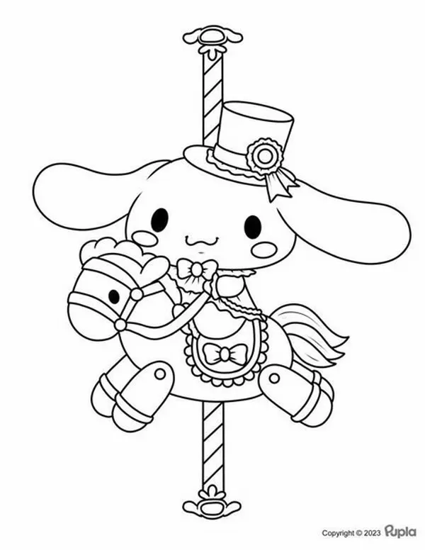 Bức tranh tô Cinnamoroll đeo nơ đỏ ngọt ngào